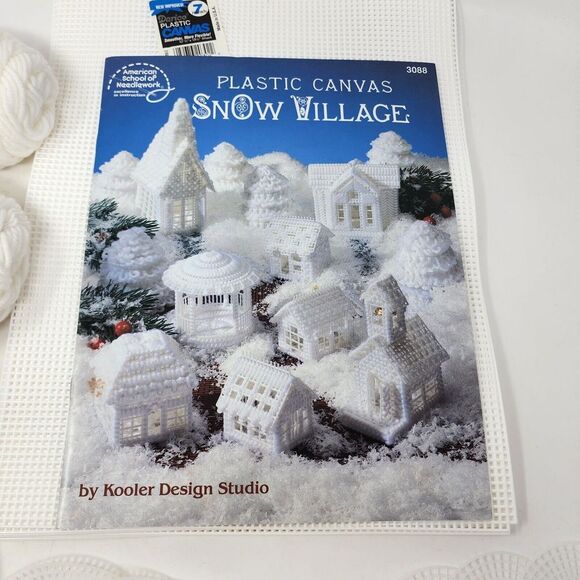 Plastic Canvas Snow Village American School of Needlework Incomplete 3088 - Picture 2 of 13